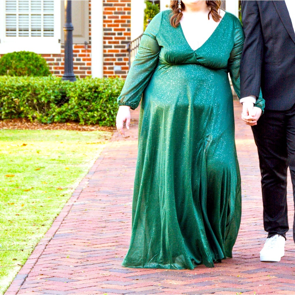 Long Sleeve Green Event Dress